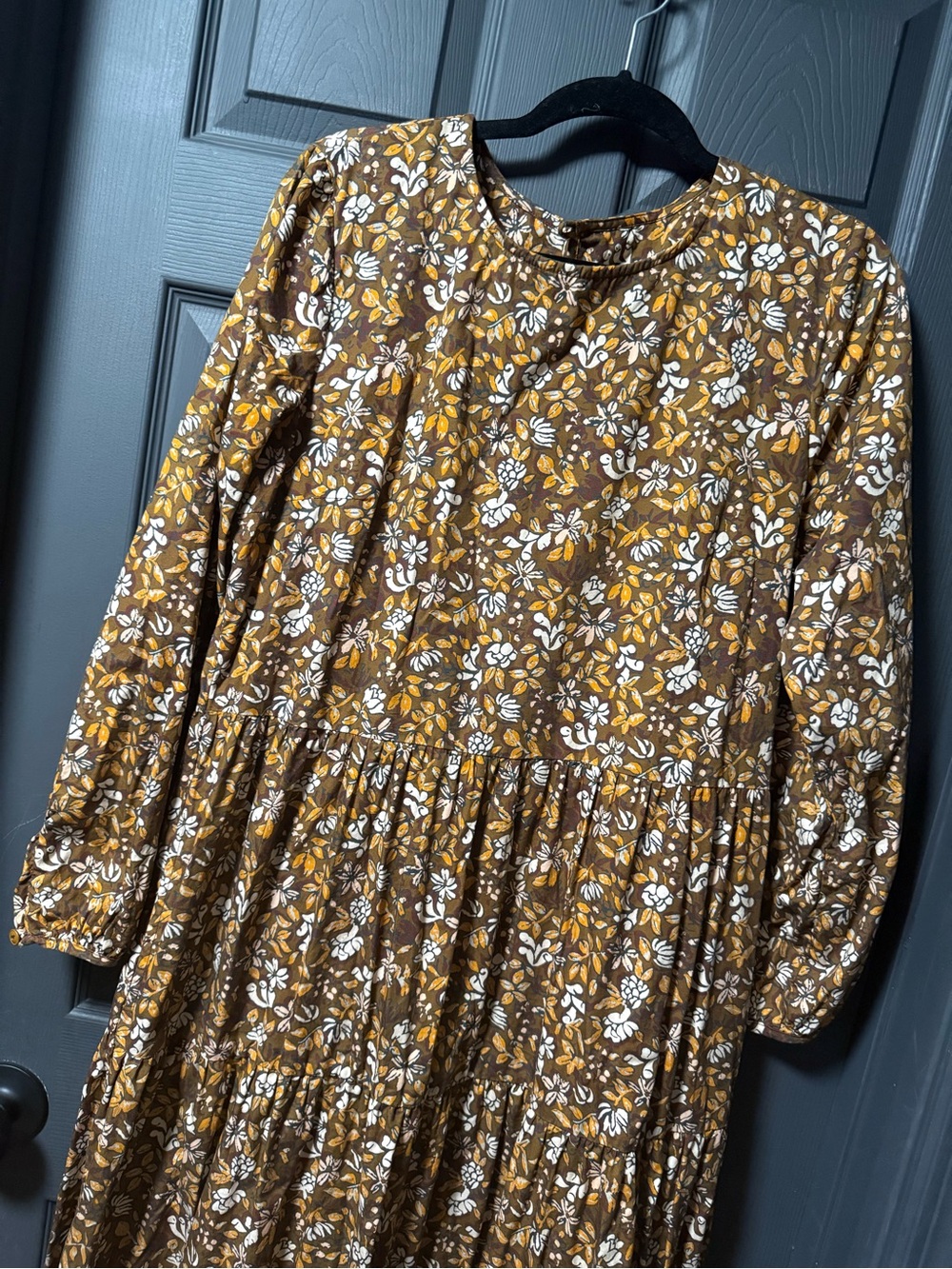 Anthropologie/Porridge Mustard Floral Tiered Maxi Dress - Picture 2 of 4